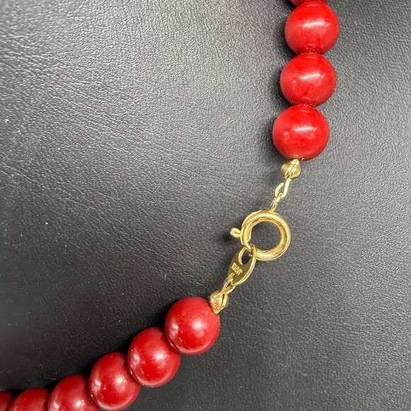 Ceramic Pendant Red Chunky Beads Choker Statement Necklace - Picture 10 of 10